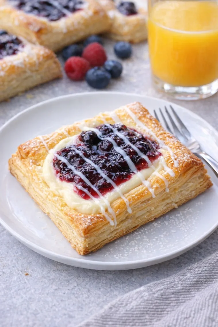 Blätterteig-Frischkäse frisch aus dem Ofen.