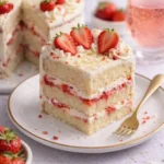 Erdbeer Mascarpone Torte mit weißer Schokolade auf einem Tortenteller