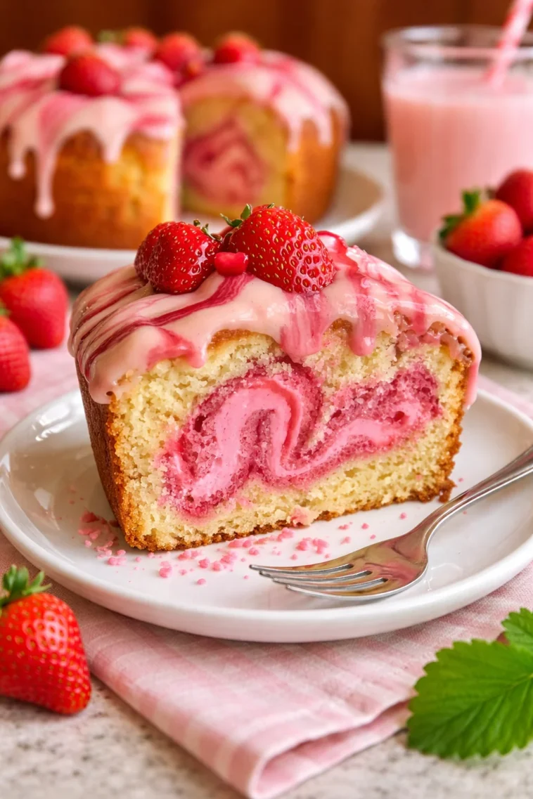 Erdbeer-Milchshake-Gugelhupf: Ein köstlicher, fruchtiger Kuchen für alle Süßigkeitenliebhaber.