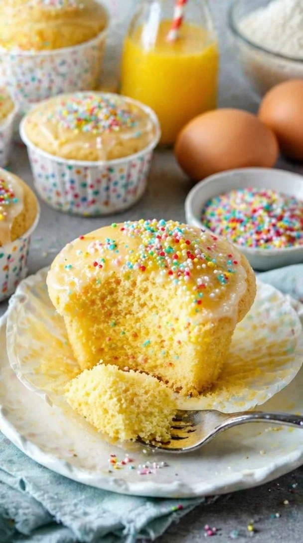 Fanta Muffins mit fruchtigem Geschmack und buntem Topping.