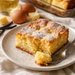 Französischer Butterkuchen serviert auf einem Holzbrett, stilvoll dekoriert.