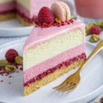 Himbeer-Pistazien-Torte mit frischen Himbeeren und Pistazien