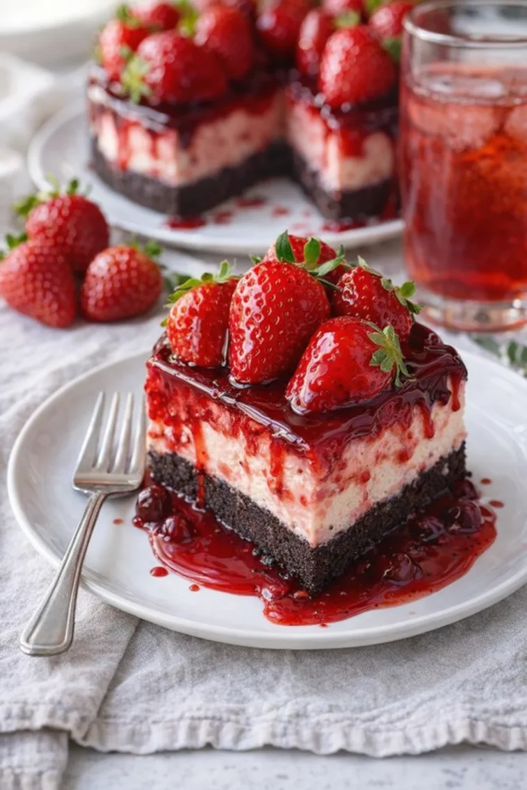 Himmlischer Erdbeerkuchen mit frischen Erdbeeren und Sahne