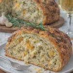 Italienisches Kräuter- und Käsebrot mit frischen Kräutern und Käse