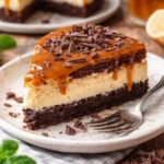 Karamell-Brownie-Käsekuchen mit köstlichem Karamell und cremigem Käsekuchen