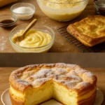 Aufschnitt von Karpatka, einem polnischen Puddingkuchen mit Sahnefüllung.