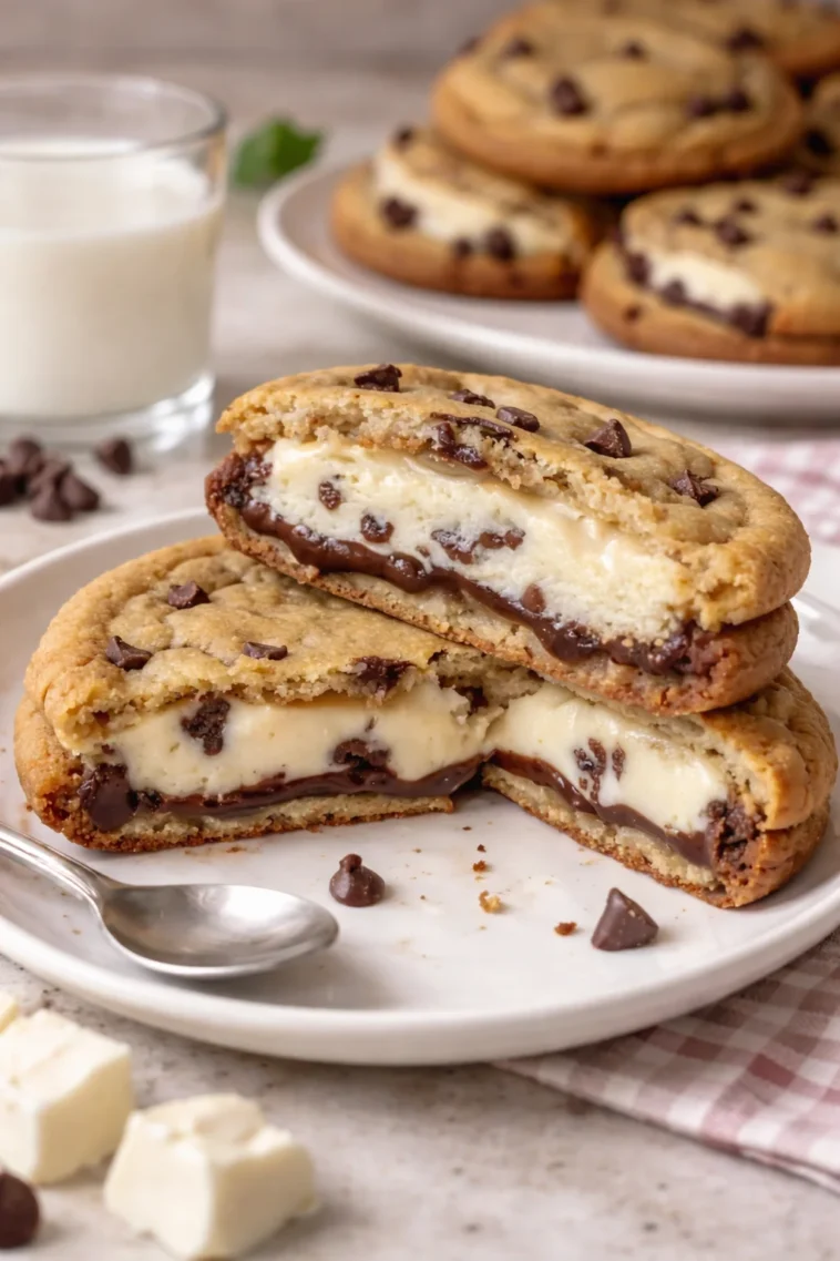 Käsekuchen gefüllte Schokoladenkekse auf einem Teller