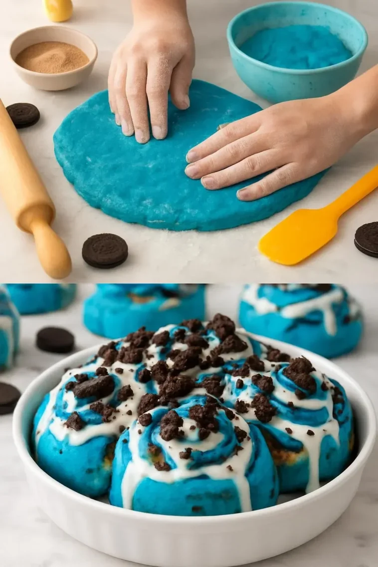 Blaue Drehungen von Zimtschnecken aus dem Keks-Monster Rezept