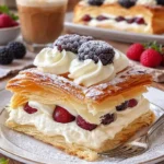 Kremekugeln mit Vanillepudding und Schokoladenganache auf einem Teller