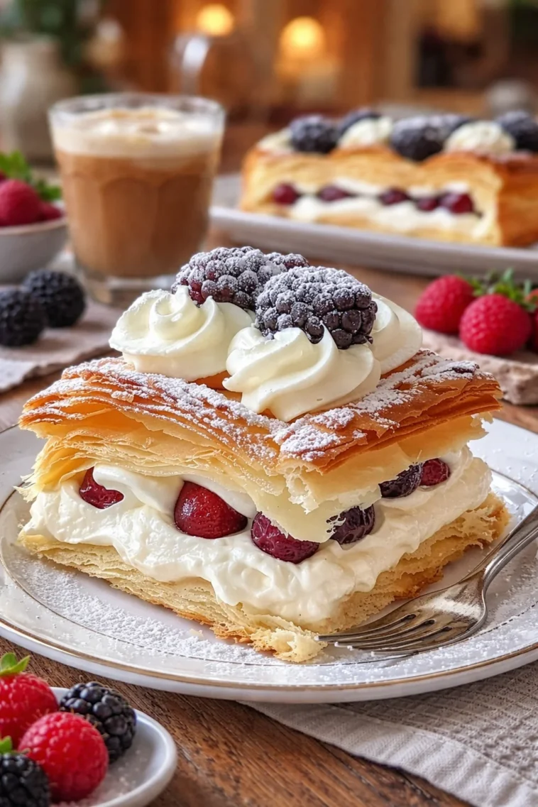 Kremekugeln mit Vanillepudding und Schokoladenganache auf einem Teller