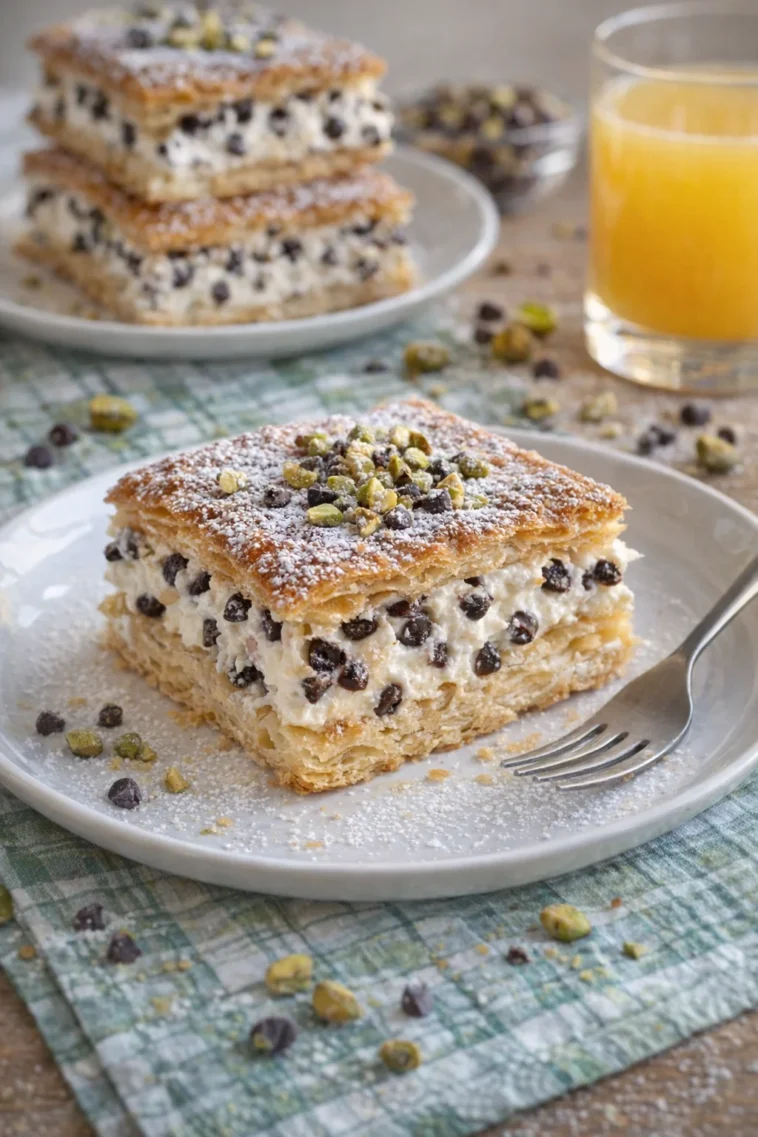 Leckere Ricotta-Cannoli-Ecken auf einem Teller serviert