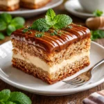 Leckeres Stück Milchmädchen-Kuchen auf einem Teller