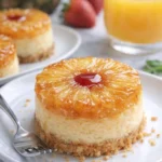 Mini-Ananas-Upside-Down-Cheesecakes auf einem Teller serviert