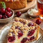 Mini-Cheesecakes mit Kirschen auf einem weißen Teller