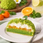 Mini-Frühlingskuchen mit bunten Frühlingszutaten auf einem Teller