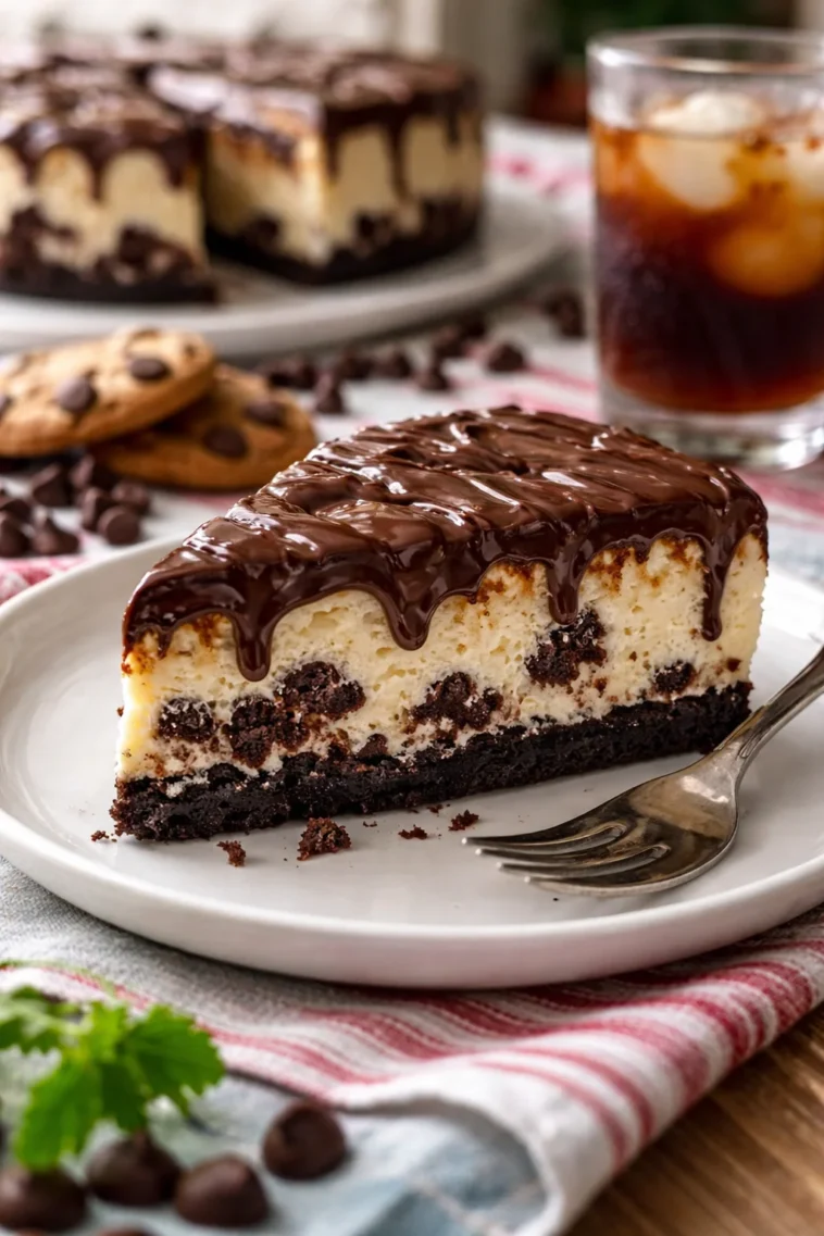 No-Bake Kühlschrankkeks-Käsekuchen auf einem Teller serviert