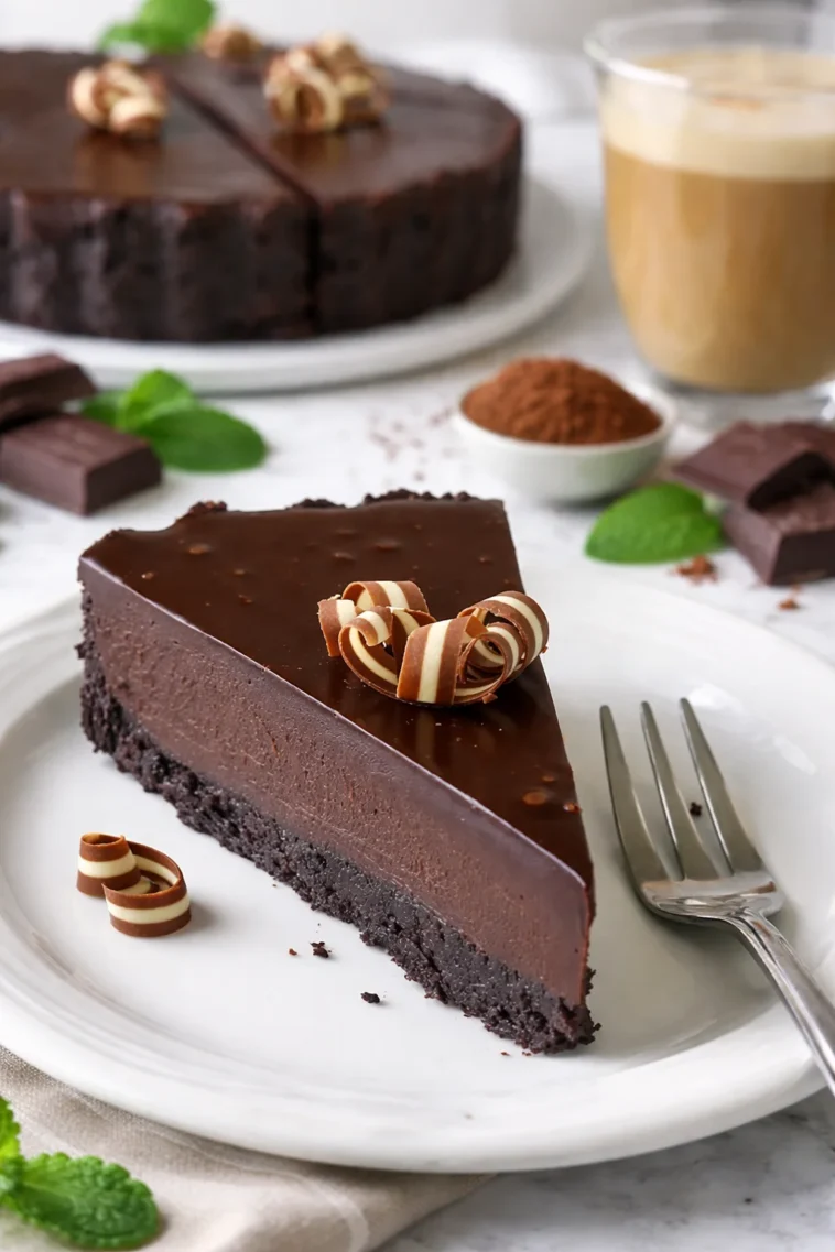 No-Bake-Schokoladentarte mit Schokolade und Keksen