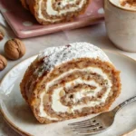 Köstliche Nuss-Rolle mit einer Füllung aus gemahlenen Nüssen und Gewürzen