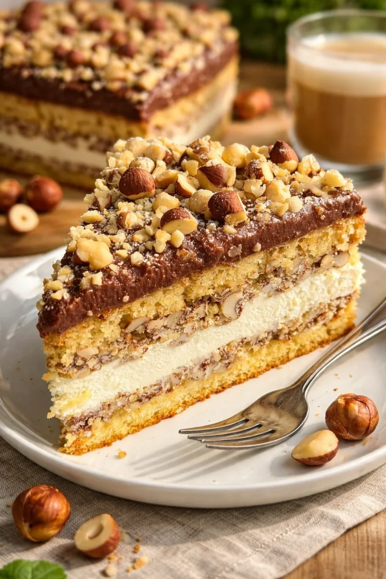 Leckerer Nusskuchen mit Nougatcreme, perfekt für jeden Anlass.