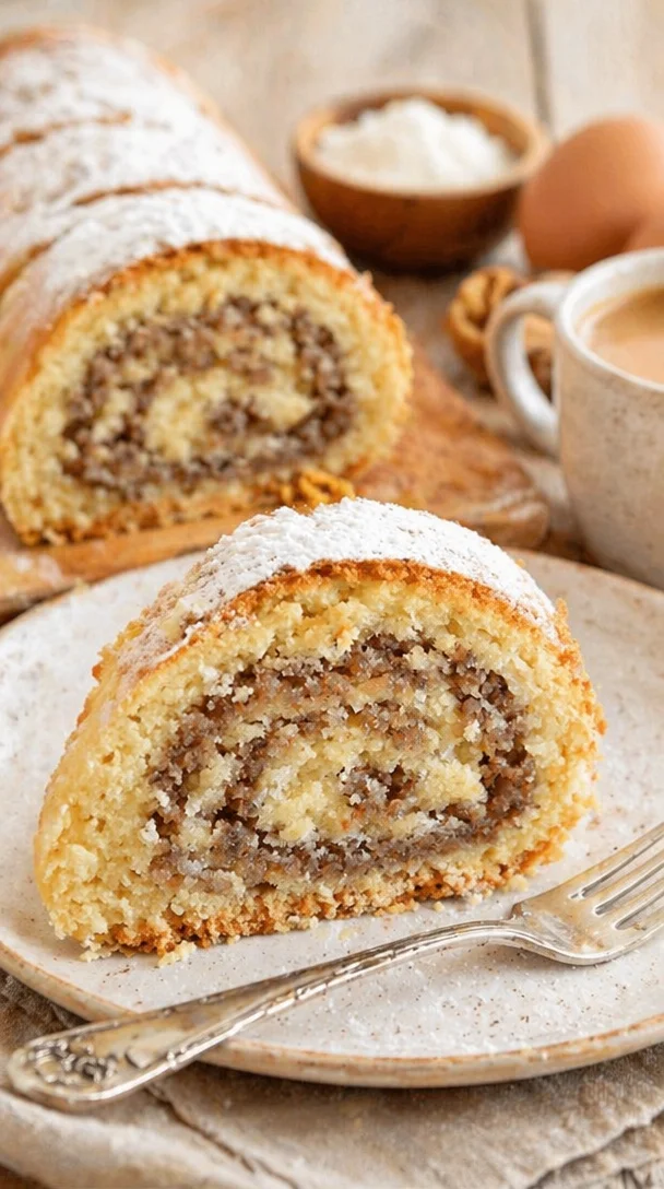 Laktosefreier Nussstrudel nach Omas Rezept auf einem Teller