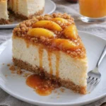 Pfirsich-Cobbler-Käsekuchen mit frischen Pfirsichen und Käsekuchenfüllung