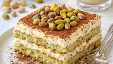 Leckeres Pistazien-Tiramisu in einer eleganten Dessertschale