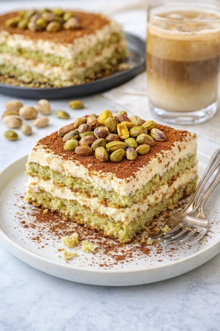 Leckeres Pistazien-Tiramisu in einer eleganten Dessertschale