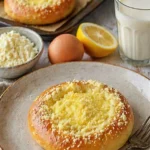 Köstliche Pudding-Hefeteilchen, frisch gebacken und gefüllt mit Pudding.