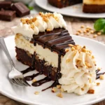 Leckere Brownie-Sundae-Kekse mit Eiscreme und Kirschen garniert