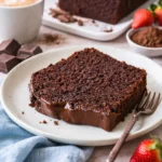 Saftiger Schokokuchen mit Schokoladenguss und frischen Früchten