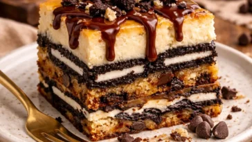 Schlampige Käsekuchenriegel auf einem Teller, ideal für süße Naschereien.