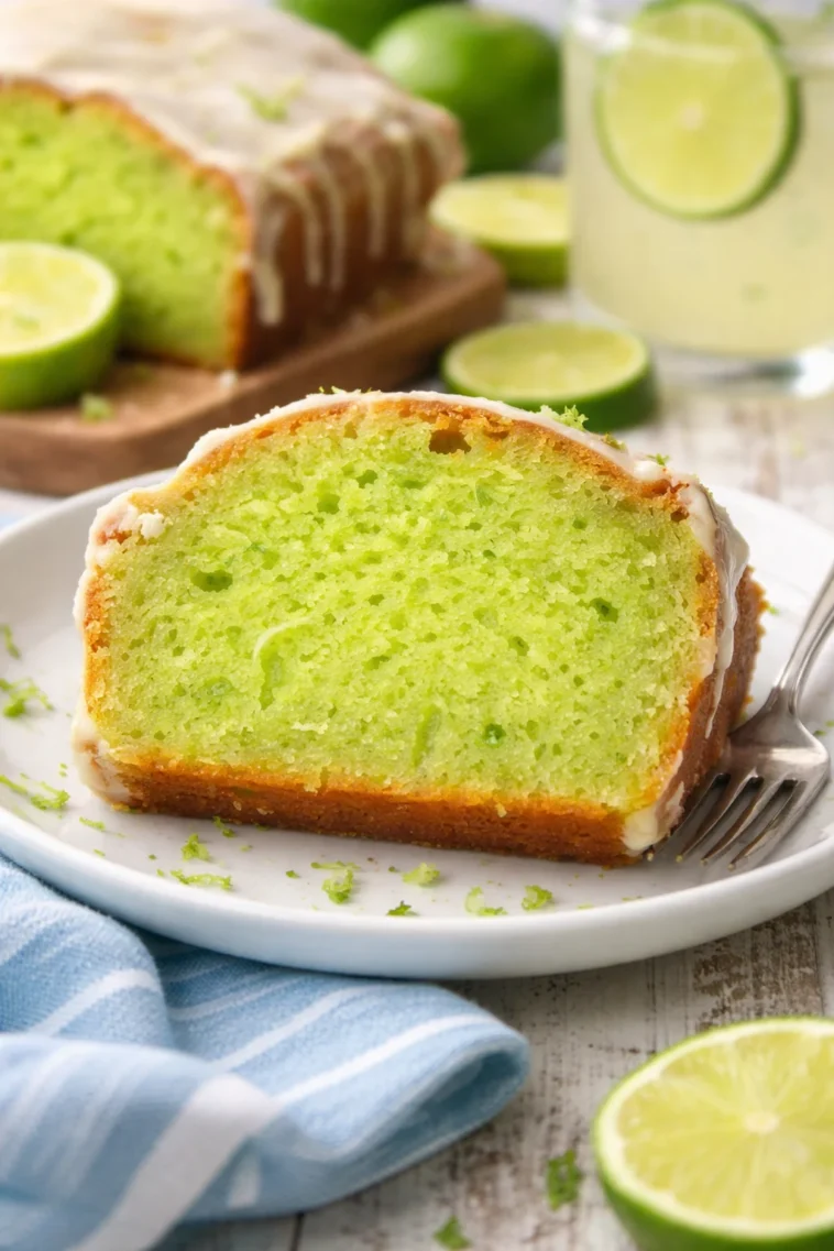 Schlüssel-Limetten-Poke-Kuchen mit frischem Limettengeschmack.