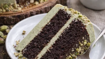 Schokoladen-Pistazienkuchen mit saftiger Schokolade und knusprigen Pistazien