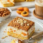 Leckerer Spekulatius Kuchen mit Quark und Mandarinen auf einem Teller
