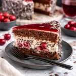 Stracciatella-Kirsch-Torte mit Schokolade und Kirschen, ideal für besondere Anlässe.