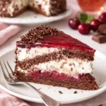 Stracciatella Kirsch Torte mit Schokoladensplittern und Kirschen