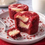 Süße Rote Samt Brownies auf einem Teller, dekoriert mit Schokoladenglasur