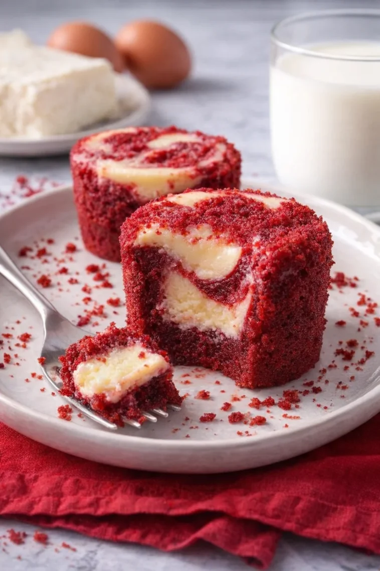 Süße Rote Samt Brownies auf einem Teller, dekoriert mit Schokoladenglasur