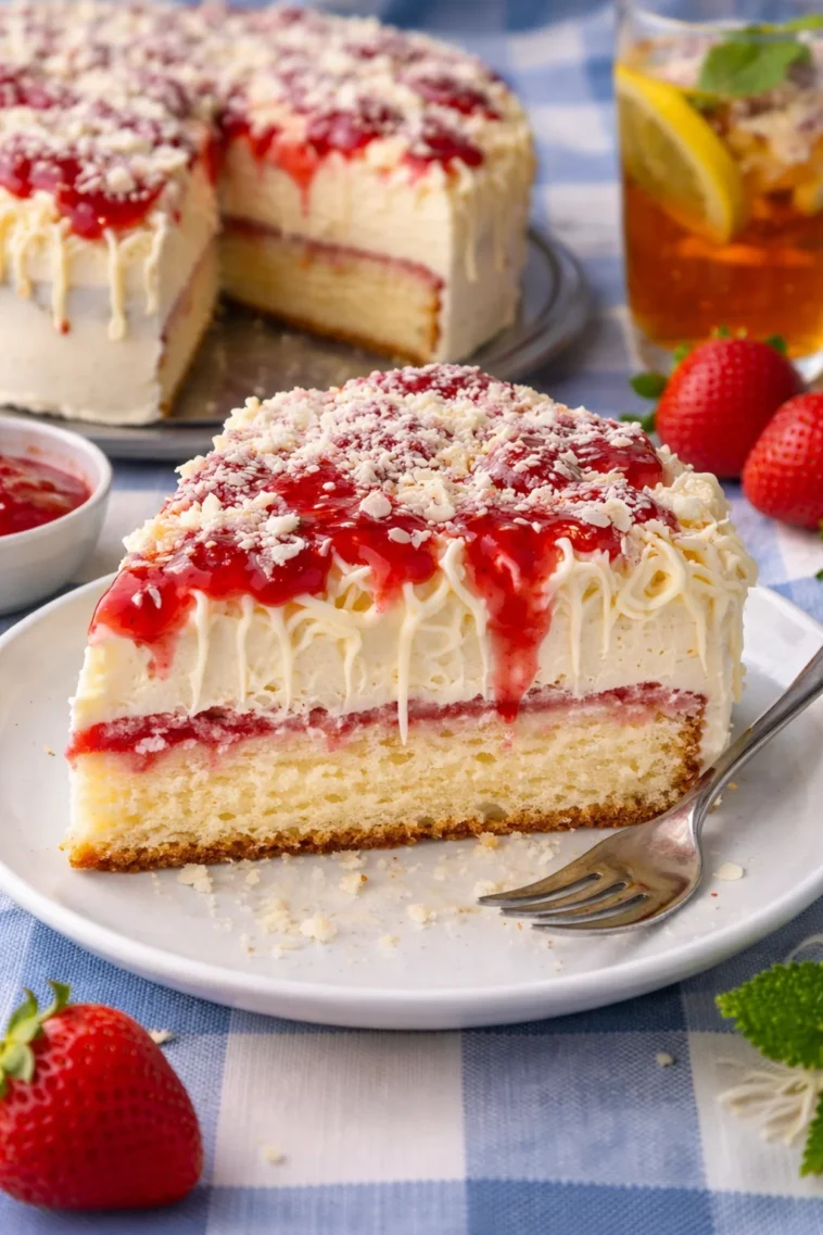 Leckere Torte mit Vanillecreme auf einem eleganten Teller präsentiert