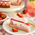 Erdbeer-Quark-Sahnetorte mit frischen Erdbeeren und Sahne