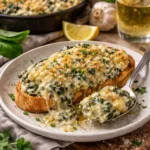 Türkischer Hackauflauf mit Feta und Joghurt, serviert auf einem Teller