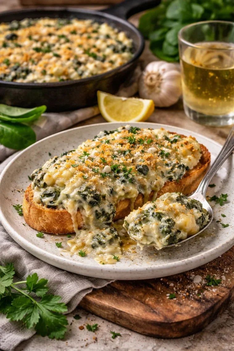 Türkischer Hackauflauf mit Feta und Joghurt, serviert auf einem Teller