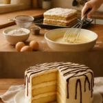 Ukrainischer Feiertagskuchen mit dekorativer Verzierung und frischen Zutaten