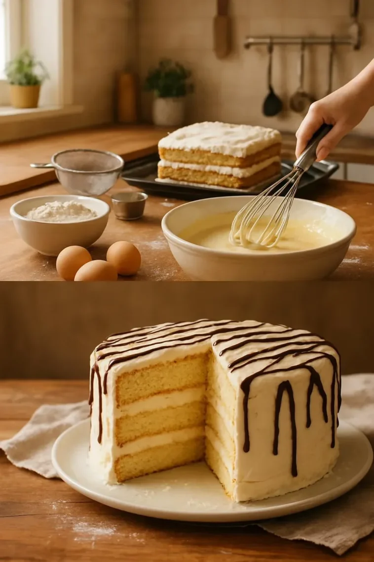 Ukrainischer Feiertagskuchen mit dekorativer Verzierung und frischen Zutaten