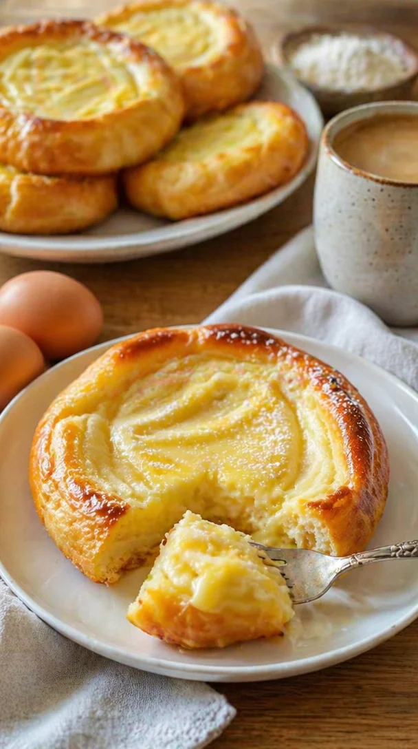 Ein saftiger Vanille Puddingkuchen auf einem eleganten Teller.