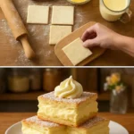 Vanillepudding-Cremewürfel auf einem Teller, perfekt für Desserts