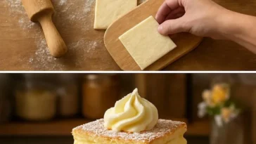 Vanillepudding-Cremewürfel auf einem Teller, perfekt für Desserts