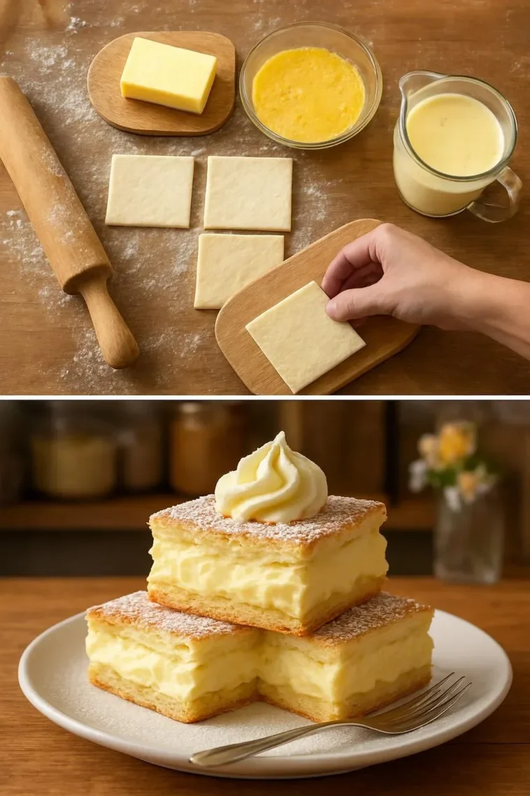 Vanillepudding-Cremewürfel auf einem Teller, perfekt für Desserts