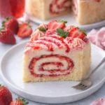 Wickeltorte mit Erdbeerkonfitüre und Sombrero Mexicano auf einem Teller