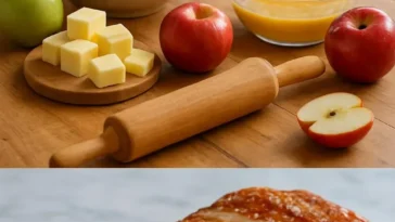 Leckere Wisconsin Apfel Kringle mit frischen Äpfeln und butterartigem Teig.